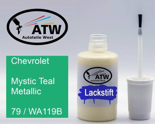 Chevrolet, Mystic Teal Metallic, 79 / WA119B: 20ml Lackstift, von ATW Autoteile West.